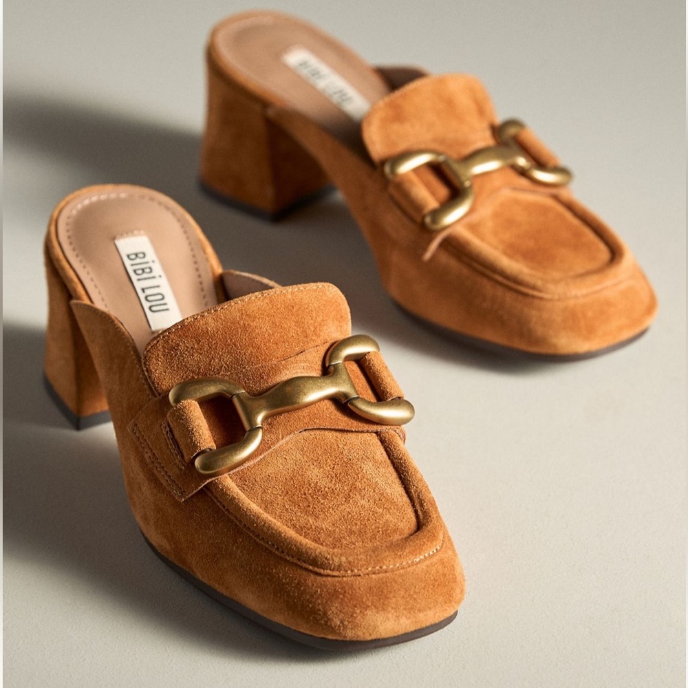 Anthropologie Bibi Lou Zagreb Heeled Loafers, Cedar, 40